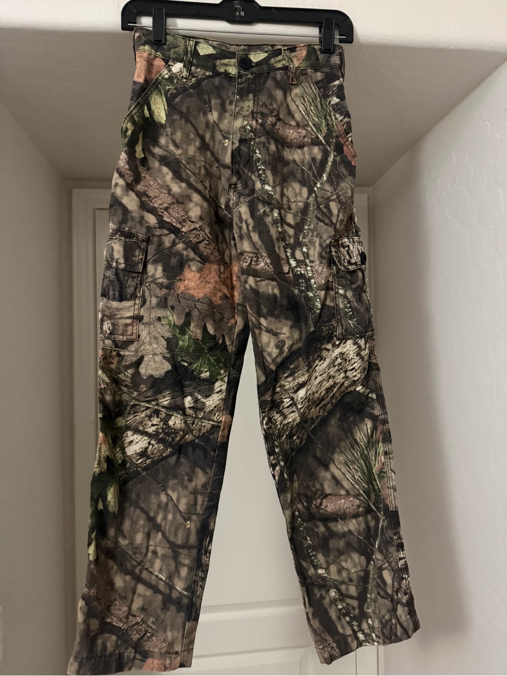 Men's Camo Cargo Pants - Realtree-Style Brown/Green (26W 28L + adjustable waist)